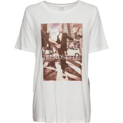 T-shirt bonprix biel wełny z nadrukiem. Białe t-shirty damskie bonprix, z nadrukiem, z wełny. Za 54,99 zł.