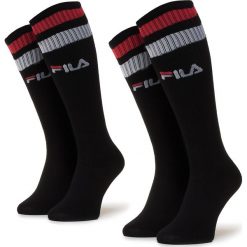 Zestaw 2 par wysokich skarpet unisex FILA - Calza F9637 Black 200. Czarne skarpetki damskie Fila, bez wzorów, z elastanu. Za 39,99 zł.