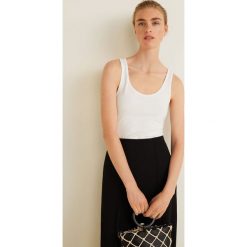 Mango - Top Basic. Szare topy damskie Mango, l, z bawełny, z okrągłym kołnierzem. Za 29,90 zł.