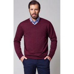 Sweter Robin Bordowy. Czerwone swetry męskie LANCERTO, na wiosnę, s, bez wzorów, z bawełny, klasyczne. W wyprzedaży za 149,90 zł.