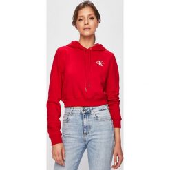 Calvin Klein Jeans - Bluza. Szare bluzy damskie Calvin Klein Jeans, s, z aplikacjami, z bawełny, bez rękawów, z kapturem. W wyprzedaży za 269,90 zł.