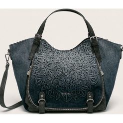 Desigual - Torebka. Niebieskie torby damskie na zakupy Desigual, w paski, z bawełny, na ramię, bez dodatków. W wyprzedaży za 319,90 zł.