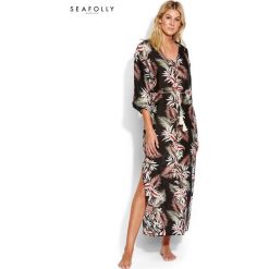 Jedwabna tunika plażowa Seafolly Ocean Alley 53495-KA. Tuniki plażowe damskie Seafolly, na plażę, xl, bez wzorów, z jedwabiu, bez kołnierzyka, bez rękawów. Za 497,00 zł.