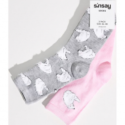 Skarpetki misie - Jasny szar. Szare skarpetki damskie marki Sinsay. Za 14,99 zł.