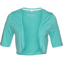Bolerko shirtowe bonprix zielony oceaniczny. Zielone bolerka i narzutki damskie bonprix, bez wzorów, bez rękawów. Za 24,99 zł.