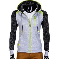Bejsbolówki męskie: BLUZA MĘSKA ROZPINANA Z KAPTUREM B599 – SZARA