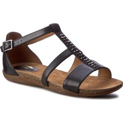 Sandały CLARKS - Autumn Fresh 261243174 Black Combi Leather. Czarne klapki damskie Clarks, bez wzorów, ze skóry, bez obcasa. W wyprzedaży za 179,00 zł.