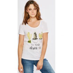 Only - Top Viola. Szare topy damskie ONLY, l, z nadrukiem, z bawełny, z okrągłym kołnierzem. W wyprzedaży za 39,90 zł.