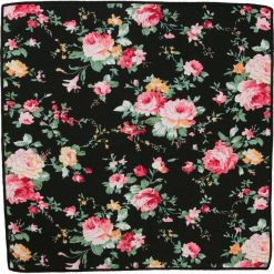 Czarna Elegancka Męska Poszetka -ALTIES- w Kolorowe Kwiaty POSZALTTANIA0241. Czarne poszetki męskie Alties, w kwiaty, z materiału, eleganckie. Za 16,90 zł.