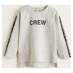 Mango Kids - Longsleeve dziecięcy Crew 80-104 cm. Szare t-shirty chłopięce Mango Kids, z nadrukiem, z bawełny, bez rękawów. W wyprzedaży za 19,90 zł.