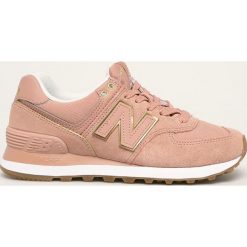New Balance - Buty WL574SOB. Różowe buty sportowe damskie New Balance, bez wzorów, ze skóry, sportowe. Za 349,90 zł.