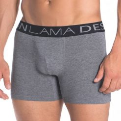 Bokserki męskie LAMA Design Grey. Szare bokserki męskie Lama, bez wzorów, z dzianiny. Za 27,99 zł.