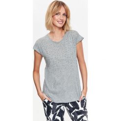 T-SHIRT DAMSKI Z OZDOBNYMI KORALIKAMI. Szare t-shirty damskie marki Top Secret. Za 19,99 zł.