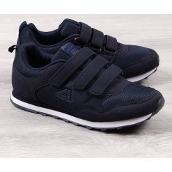 Buty sportowe na rzepy granatowe American Club - granatowy. Niebieskie buty sportowe damskie American CLUB, bez wzorów, sportowe. Za 109,99 zł.
