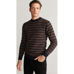 Mango Man - Sweter SHETLAND. Niebieskie swetry męskie Mango Man, s, bez wzorów, z poliesteru, z okrągłym kołnierzem, bez kaptura. W wyprzedaży za 139,90 zł.