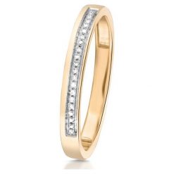 Unikalny Pierścionek Złoty - złoto 585, Diament 0,03ct. Żółte pierścionki damskie W.KRUK, z diamentem, złote. Za 1190,00 zł.