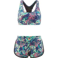 Bikini z biustonoszem bustier (2 części) bonprix niebiesko-turkusowo-jasnoróżowy. Niebieskie stroje kąpielowe dwuczęściowe damskie bonprix, z nadrukiem. Za 109,99 zł.