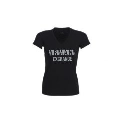 T-shirty z krótkim rękawem Armani Exchange HELBATA. Czarne t-shirty damskie Armani Exchange, s, bez wzorów, bez kołnierzyka. Za 191,20 zł.