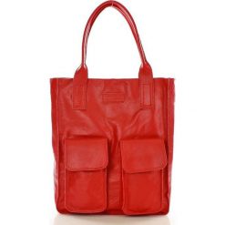 Shopper bag damskie: Torebka shopper z kieszeniami czerwona MELODY