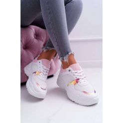 Sportowe Damskie Buty Gruba Podeszwa Białe Różowe Faline. Różowe buty sportowe damskie Tagless, bez wzorów, eleganckie. Za 99,00 zł.