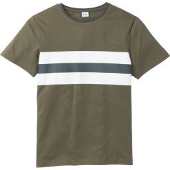 T-shirt bonprix ciemnooliwkowy. Zielone koszulki męskie bonprix, s, bez wzorów, z okrągłym kołnierzem. Za 34,99 zł.