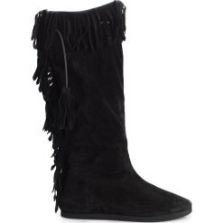 Twinset Kozaki "Fringed Boots". Półbuty damskie Twin Set, bez wzorów, ze skóry, bez obcasa, bez zapięcia. Za 549,00 zł.