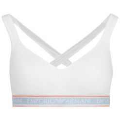 Biustonosz top Emporio Armani Underwear 163995 9P217 00010. Białe biustonosze Emporio Armani Underwear, bez wzorów, z elastanu. W wyprzedaży za 139,00 zł.