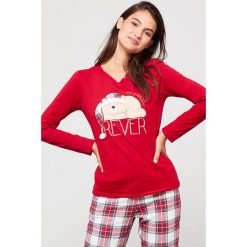 Etam - Longsleeve piżamowy Charly. Czerwone piżamy damskie Etam, s, z nadrukiem, z bawełny, bez rękawów. Za 89,90 zł.