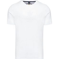 T-shirt AERONAUTICA MILITARE. Białe t-shirty męskie Aeronautica Militare, z nadrukiem, z bawełny, z okrągłym kołnierzem. Za 320,00 zł.