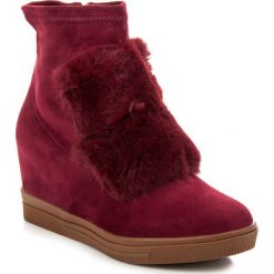 Trampki i tenisówki damskie: Bordo trampki na koturnie z futerkiem BETHANY
