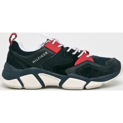 Tommy Hilfiger - Buty. Niebieskie sneakersy męskie TOMMY HILFIGER, z okrągłym noskiem, na sznurówki. W wyprzedaży za 399,90 zł.
