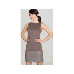 Sukienka K074 Szary. Szare sukienki damskie Lenitif, na co dzień, xl, bez wzorów, bez kołnierzyka, bez rękawów, proste. Za 129,00 zł.