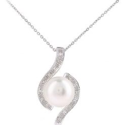 Złoty naszyjnik z zawieszką z diamentami i perłą - dł. 46 cm. Szare naszyjniki damskie REVONI, z perłą, złote. W wyprzedaży za 979,95 zł.