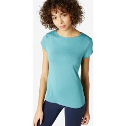 Koszulka krótki rękaw slim Gym & Pilates 520 damska. Niebieskie t-shirty damskie NYAMBA, m, bez wzorów, z elastanu, bez kołnierzyka, z krótkim rękawem, krótkie, bez kaptura, na jogę i pilates. Za 54,99 zł.
