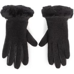 Rękawiczki Damskie UGG - W Fabric Lthr Shorty Glove 18813 Black. Czarne rękawiczki damskie Ugg, bez wzorów, z wiskozy. Za 299,00 zł.