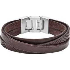 Fossil - Bransoletka skórzana. Pomarańczowe bransoletki męskie Fossil, ze stali. Za 259,90 zł.