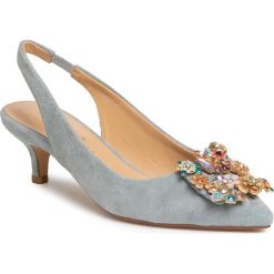 Sandały ALMA EN PENA - V20091 Suede Jeans. Niebieskie klapki damskie Alma en Pena, bez wzorów, z jeansu, bez obcasa, na obcasie. Za 449,00 zł.