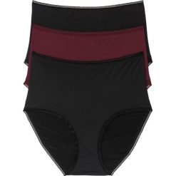 Figi z wysoką talią z mikrofibry (3 pary) bonprix czarno-bordowy. Czarne majtki damskie bonprix, bez wzorów, z mikrofibry. Za 50,97 zł.