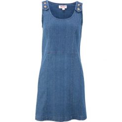 Sukienka dżinsowa bonprix niebieski. Niebieskie sukienki damskie bonprix, bez wzorów, bez kołnierzyka, bez rękawów. Za 37,99 zł.