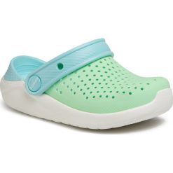 Klapki CROCS - Literide Clog Kids 205964 Neo Mint/White. Zielone sandały dziewczęce Crocs, z tworzywa sztucznego, bez zapięcia. Za 179,00 zł.