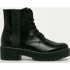 S. Oliver - Workery. Czarne workery damskie S.Oliver, z gumy, z okrągłym noskiem, bez obcasa, na obcasie, na sznurówki. Za 259,90 zł.