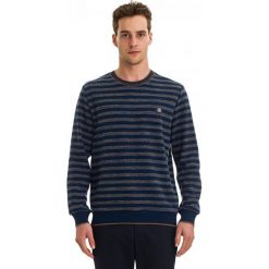 Galvanni sweter męski Gentle XL, ciemnoniebieski. Niebieskie swetry męskie GALVANNI, xl, w paski, z materiału, bez kołnierzyka, bez kaptura. W wyprzedaży za 169,00 zł.