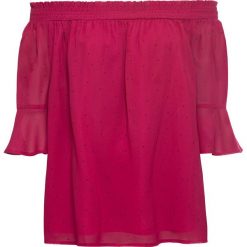 Bluzka "carmen" bonprix czerwono-czarny w kropki. Różowe bluzki damskie bonprix, bez wzorów, bez kołnierzyka, bez rękawów. Za 54,99 zł.