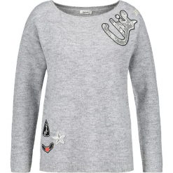 Sweter w kolorze szarym. Szare swetry klasyczne damskie marki Taifun, z wełny, z okrągłym kołnierzem. W wyprzedaży za 130,95 zł.