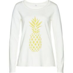 Swetry klasyczne damskie: Sweter bonprix biel wełny – limonka