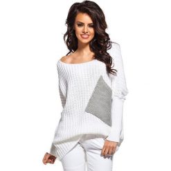 Sweter w kolorze biało-szarym. Szare bez kategorii Lemoniade, z kołnierzem typu carmen. Za 89,95 zł.