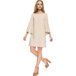 MARIE Sukienka kimono - beżowa. Brązowe sukienki damskie Stylove, s, bez wzorów, z elastanu, bez kołnierzyka, bez rękawów. Za 159,00 zł.