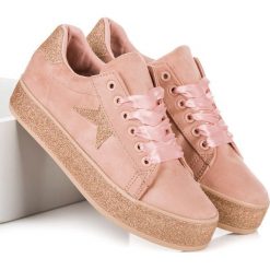 Trampki damskie slip on: BROKATOWE TRAMPKI MCKEYLOR McKeylor różowe