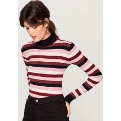 Dopasowany sweter z golfem - Różowy. Czerwone golfy damskie Mohito, l. Za 89,99 zł.