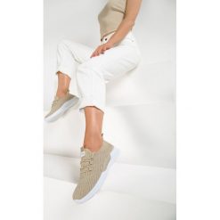 Beżowe Buty Sportowe Pudina. Brązowe buty sportowe damskie Renee, bez wzorów, z jeansu, sportowe. Za 59,99 zł.